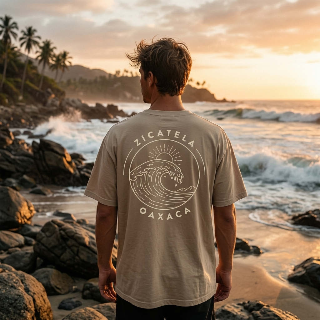 Zicatela tee at sunset coast