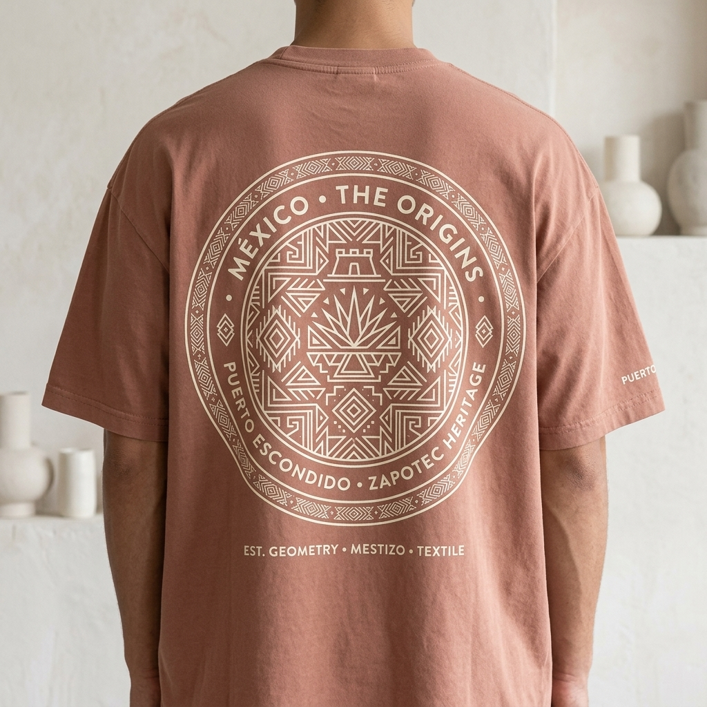Origins Mexico terracotta tee on model