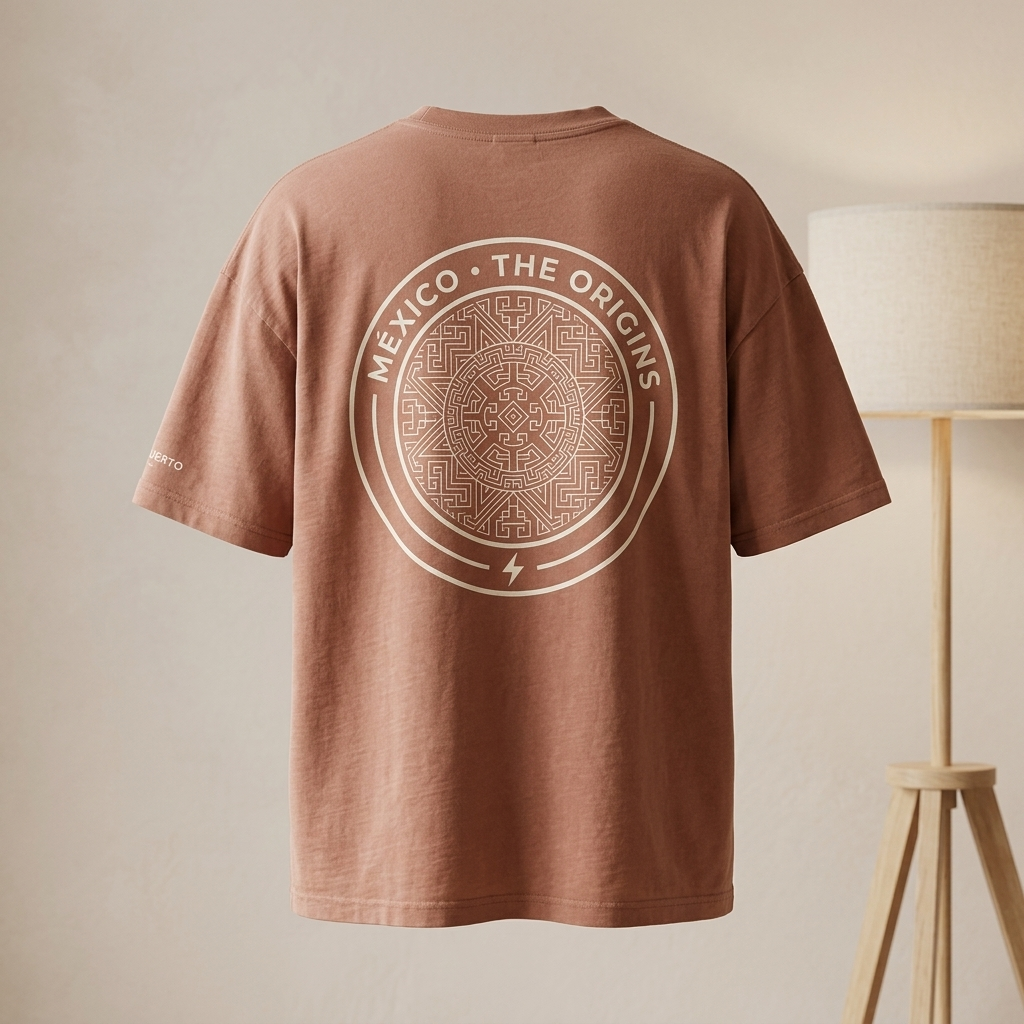 Origins Mexico terracotta tee editorial mockup